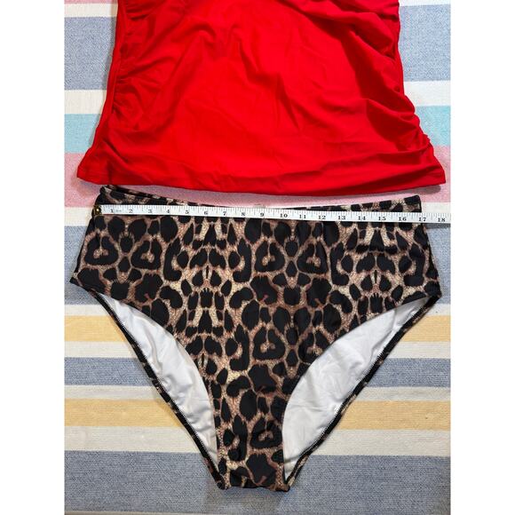 NWOT Red Halter Tankini with Leopard Bottoms - Size XXL - Picture 6 of 7